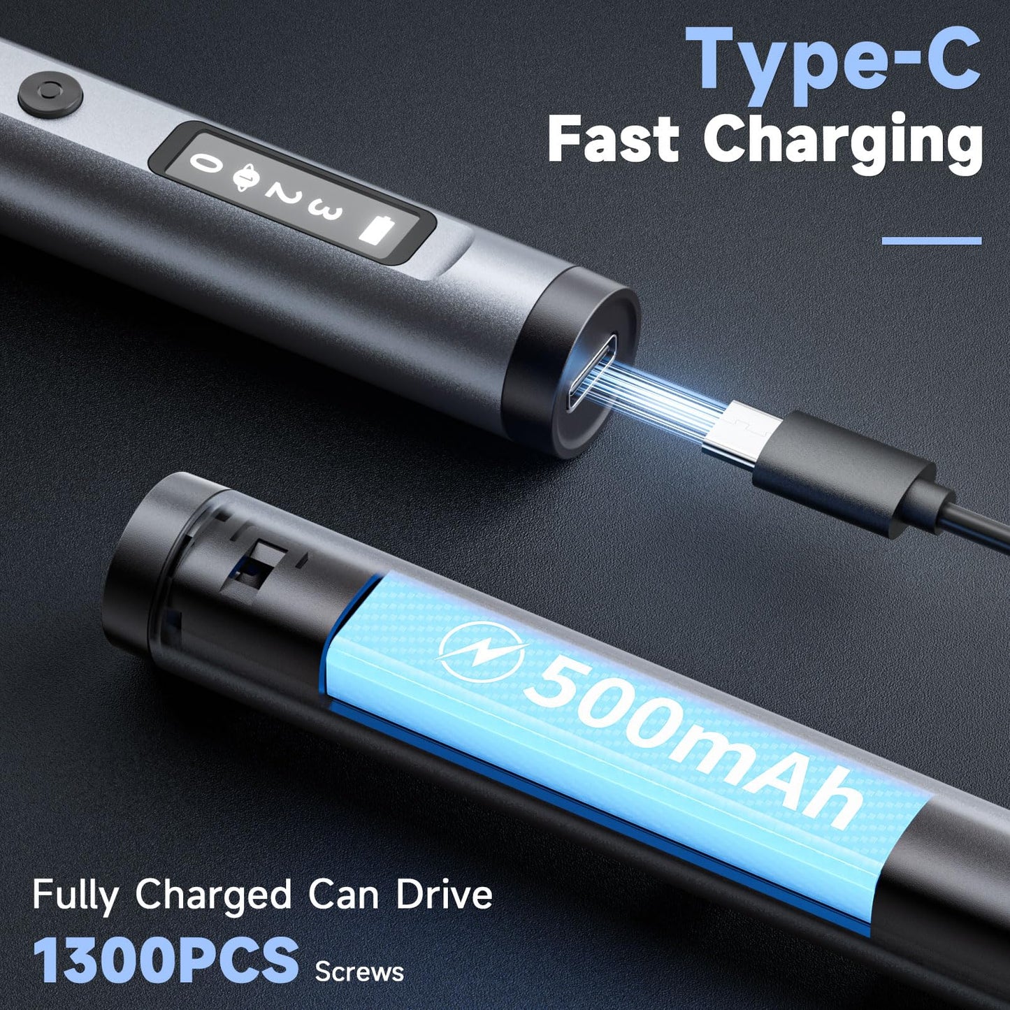 Faireach 65-IN-1 Mini Electric Screwdriver Cordless, 500mAh Precision Screwdriver Magnetic Bits Set with Case, 3 Torques Settings, LED lights, Portable Repair Tool Kit for Electronics Phone Watch