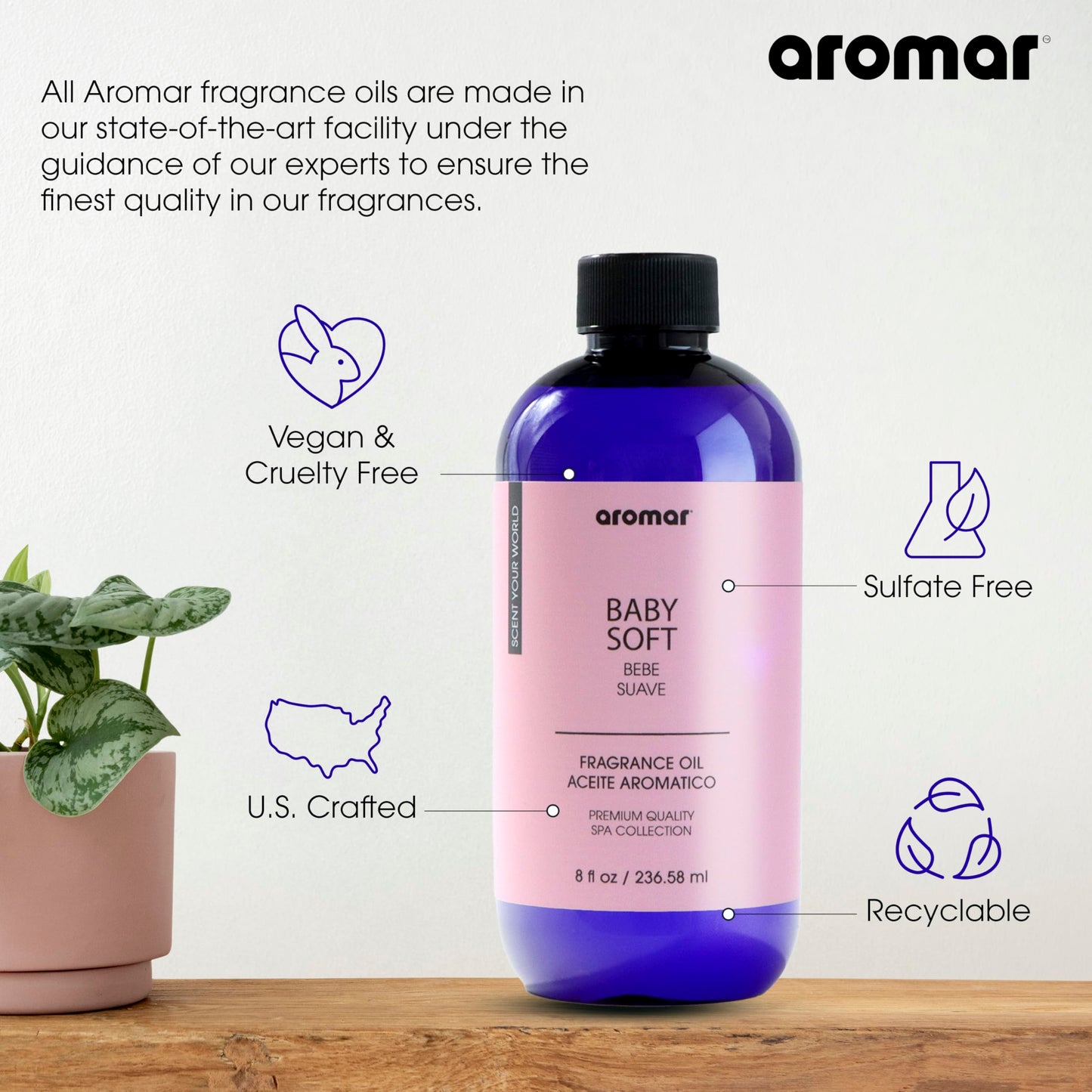 AROMAR Premium Fragrance Oil - Essential Oil for Diffusers & Home Aromatherapy - Cool Waters - 8oz