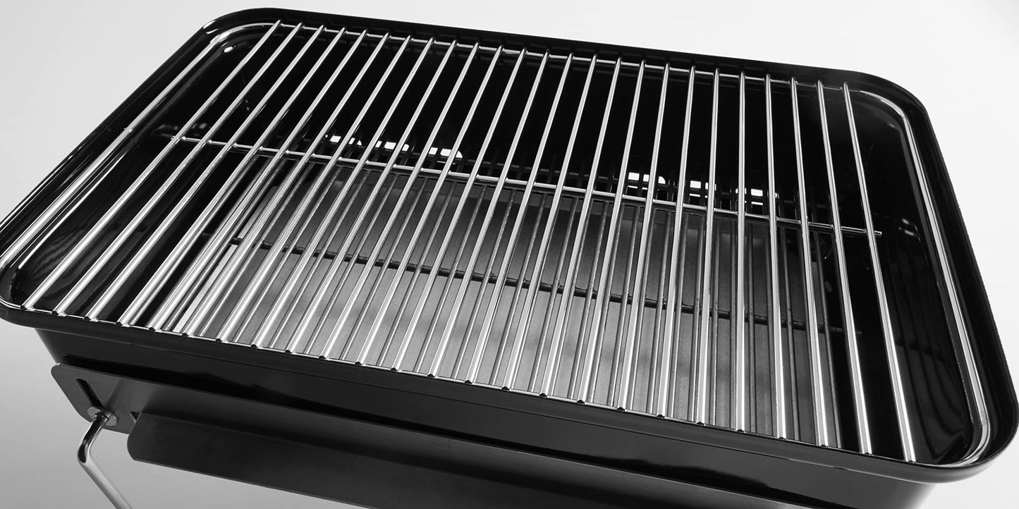 Weber Go-Anywhere Charcoal BBQ/Portable Grill with Folding Legs, Compact Design for Camping & Picnics, Durable Enamel, Precise Airflow Control, 42 x 26 cm Cooking Area, Black