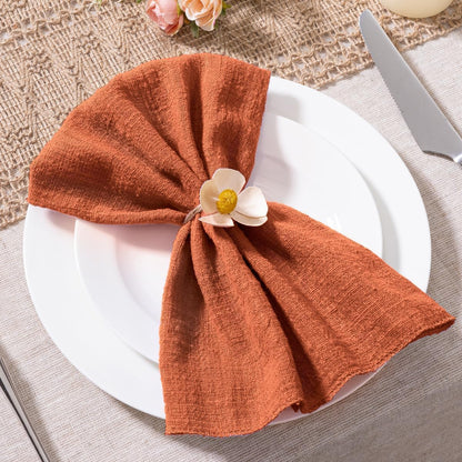 MLMW Fall Thanksgiving Cloth Napkins Set of 6 Terracotta Dinner Cotton Linen Napkins Bulk Washable 16.5"×16.5" for Wedding Party Baby Shower Bridal Shower Birthday