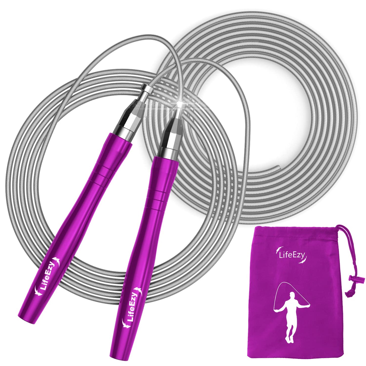 Jump Rope, High Speed Weighted Jump Rope - Premium Quality Tangle-Free - Self-Locking Screw-Free Design - Jump Ropes for Fitness - Skipping Rope for Workout Fitness, Crossfit & Home Exercises (Purple)