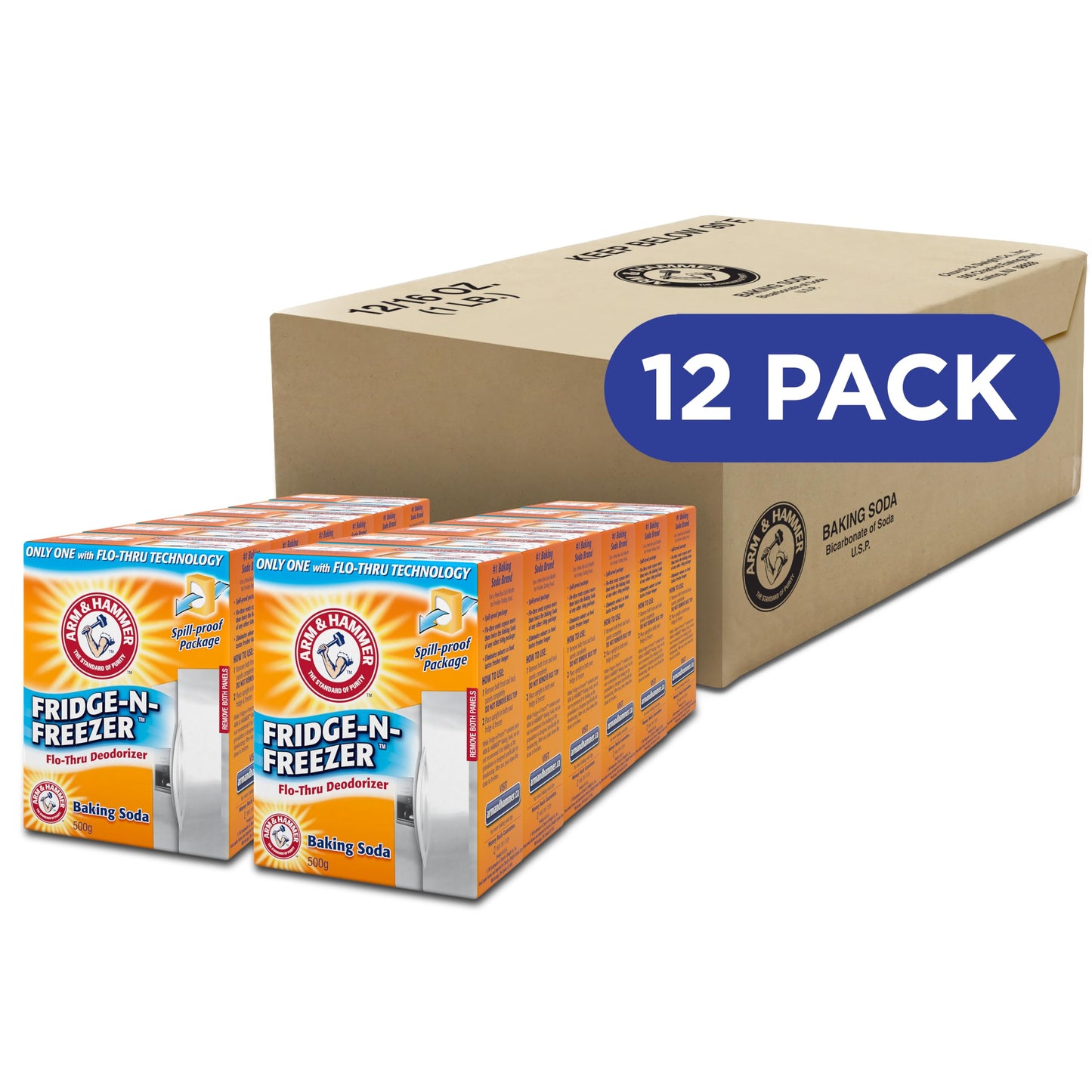 Arm & Hammer Baking Soda Fridge-n-Freezer Odor Absorber, Orange 14 oz, Pack of 12