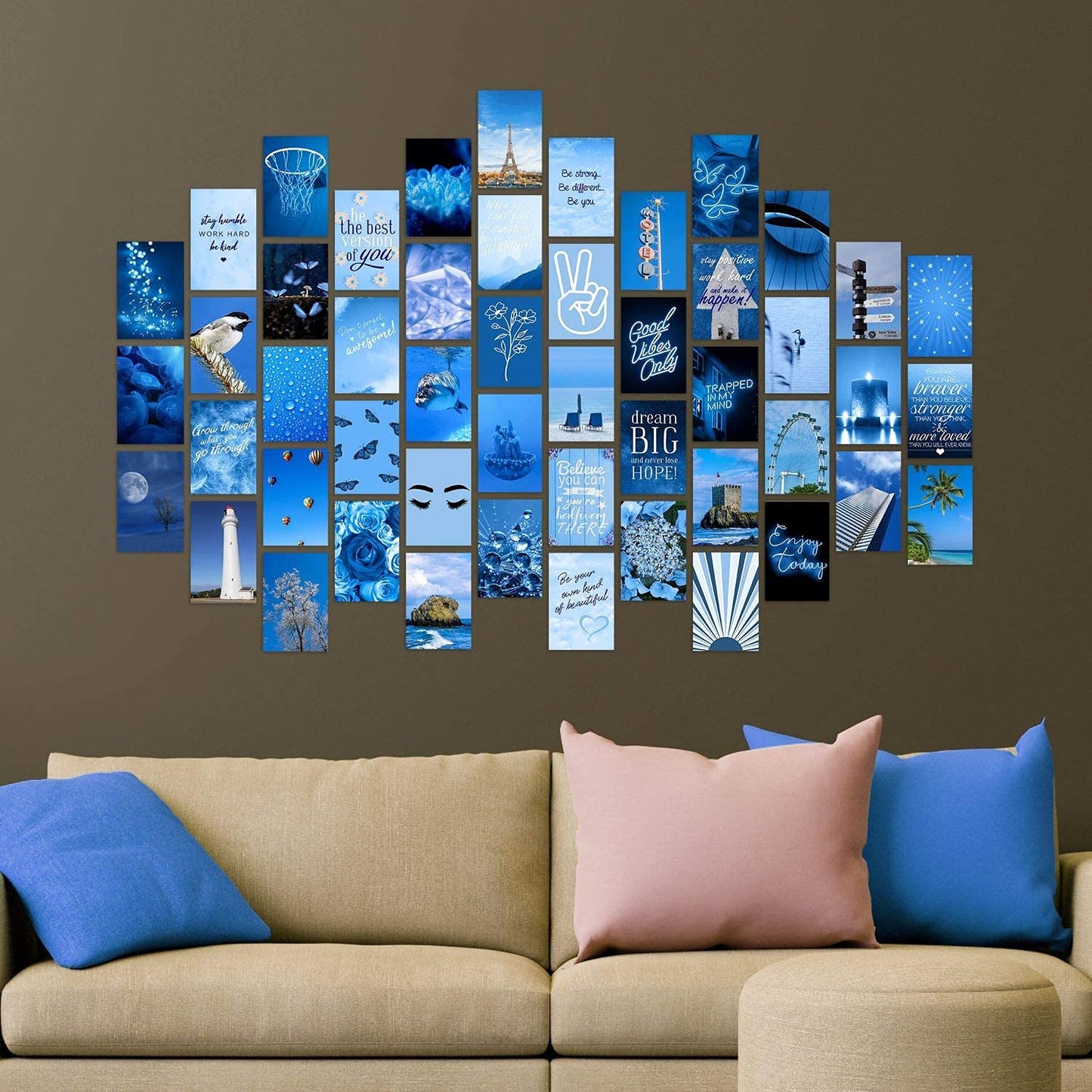WOONKIT Blue Wall Collage Kit - Aesthetic Pictures, Room Decor for Teen Girls, 50pcs 4x6 inch
