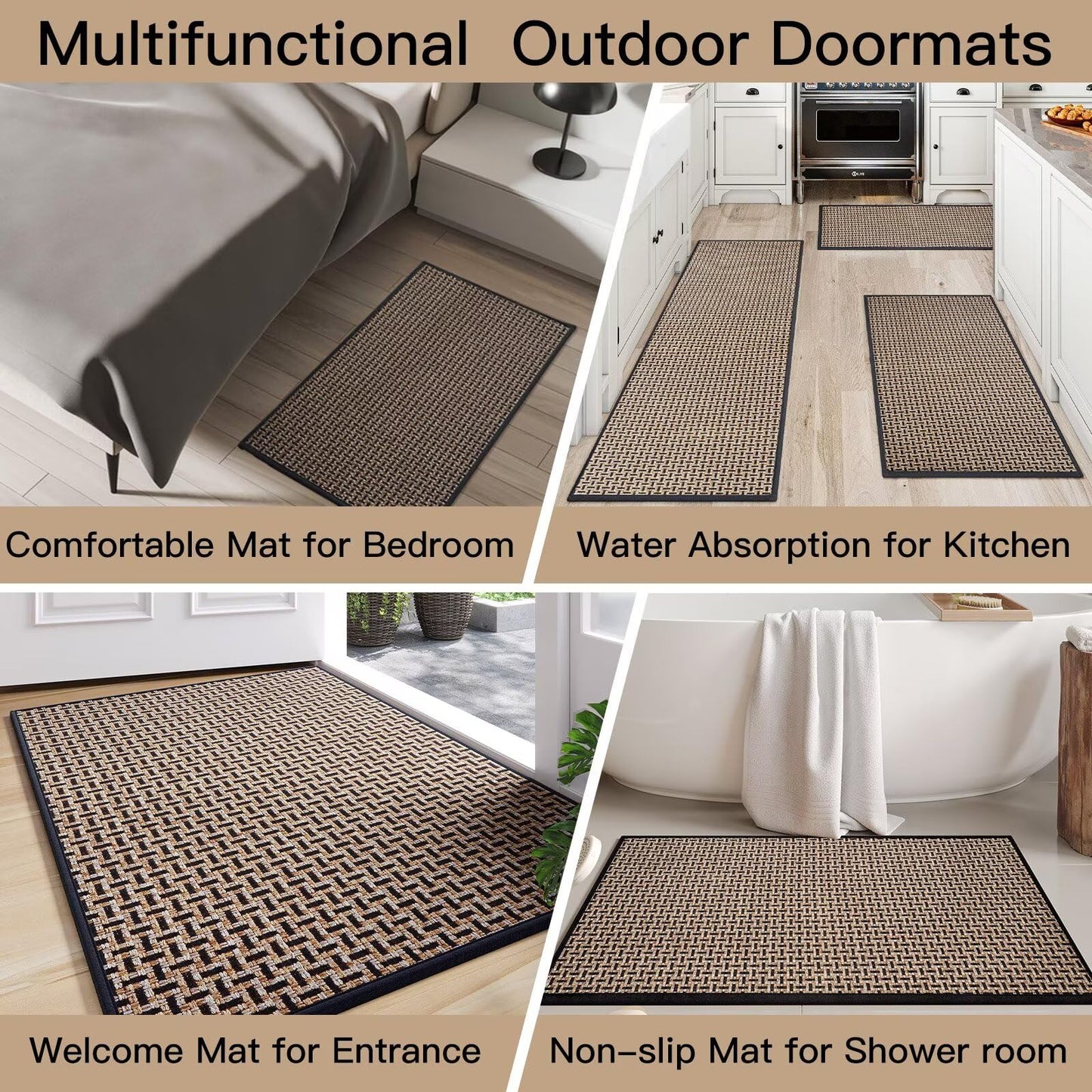 YDKGL Door Mat Entrance 24x35, Dirt Resistant and Absorbent, Non-Slip Rubber Backing Floor Mats, Easy Clean Low-Profile Doormat for Entryway, Front Door, Inside Entrance, Black