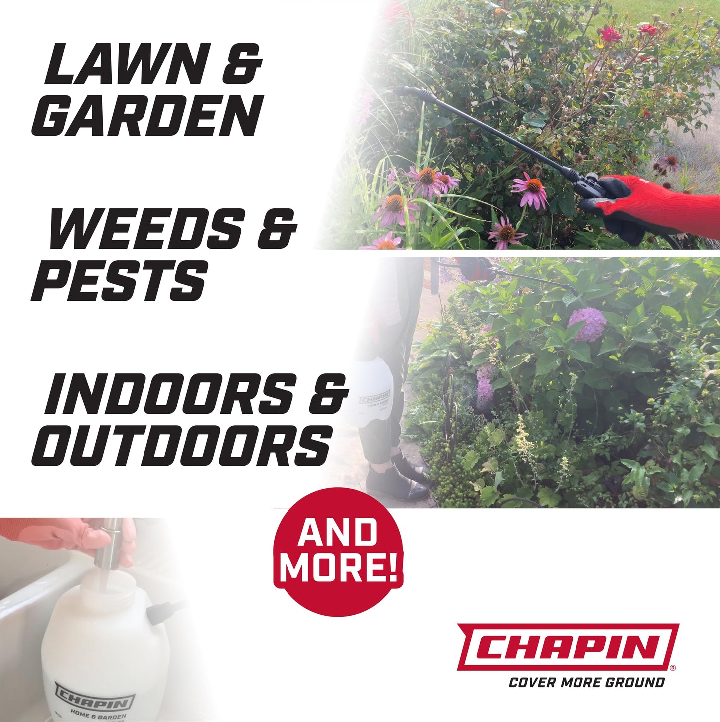 Chapin 16200 2-Gallon Made in USA Garden Pump Sprayer with Ergonomic Handle, Trigger Shut Off, Adjustable Cone Nozzle and in-Tank Filter, for Spraying Weeds, Insects, Fertilizers, Translucent White