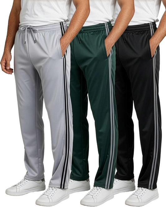 Real Essentials 3 Pack: Men’s Sweatpants – Athletic Track Pants with Pockets | Workout, Running & Lounge Pants for Men- Set 7, L