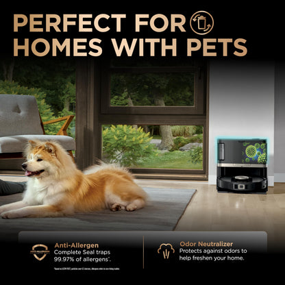 Shark Robot Vacuum & Mop Combo, PowerDetect NeverTouch Pro,Self-Emptying,Self-Refill with Self-Clean Pad Wash & Dry, 60-Day Debris Capacity,30-Day Refill Tank, 5PowerDetect Technologies,White,AV2800ZE