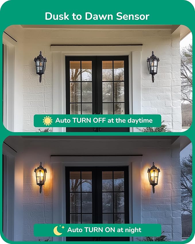 EDISHINE Dusk to Dawn Outdoor Wall Light, 17" Exterior Light Fixture Wall Lantern, Black Roman Porch Light Wall Lamp with Water Ripple Glass, Waterproof Wall Mount Sconce for Porch, Garage, Patio
