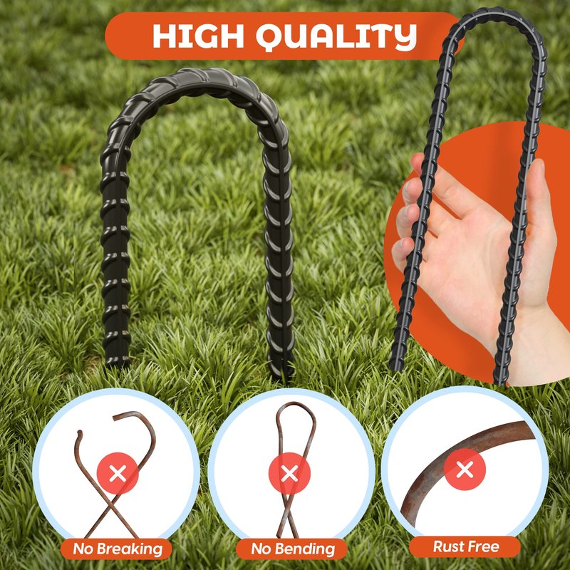 Happin® 12 Inch Trampoline Anchors, Trampoline Stakes, Ground Stakes Heavy Duty, Ground Anchors Screw in, Trampolines Accessories, Tent Anchors, Yard Spikes, Galvanized Steel (4 Pack, Black)