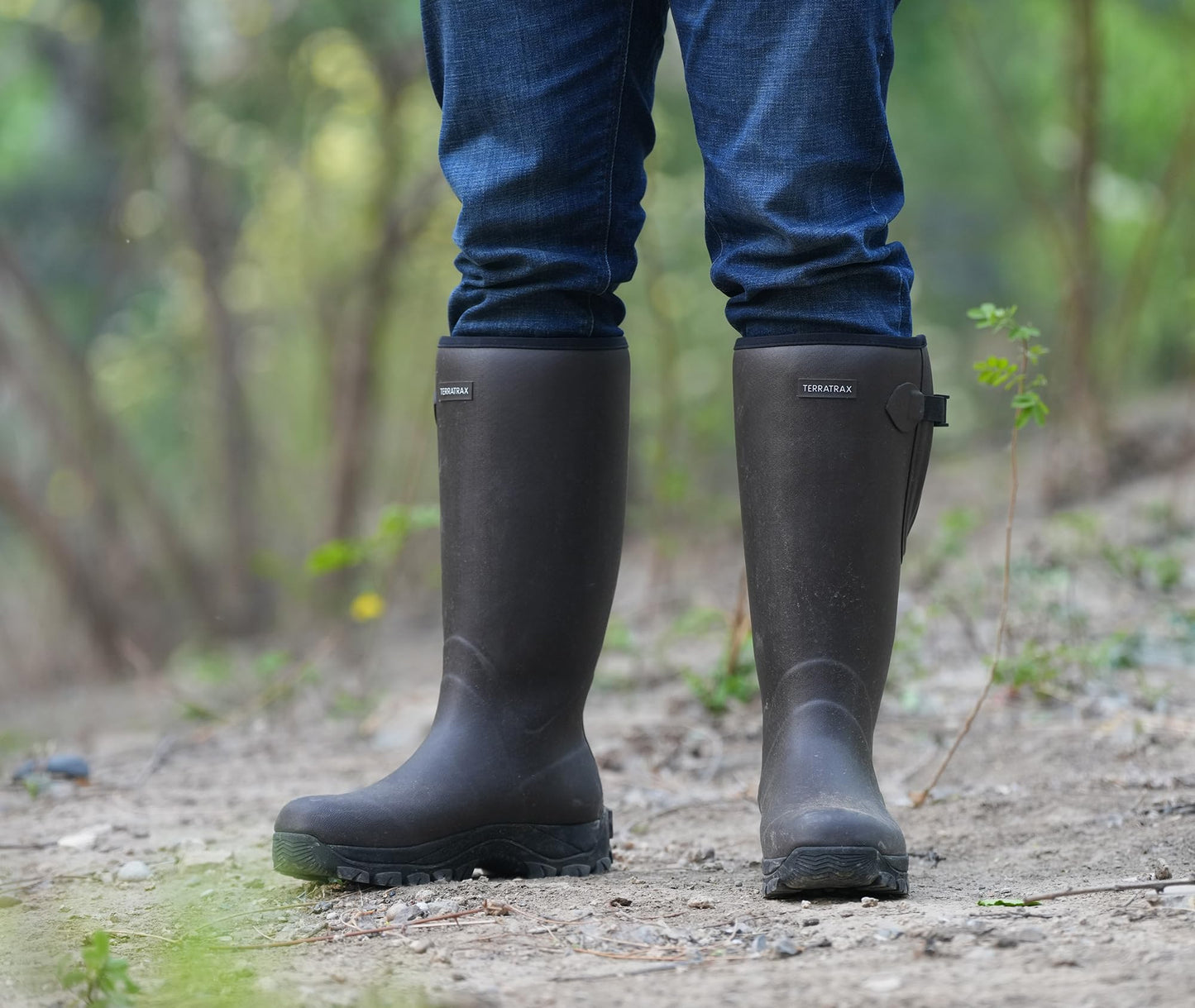 TerraTrax Men's Waterproof Insulated Rubber Hunting Boots - Wellington All-Season Outdoor Work Boots