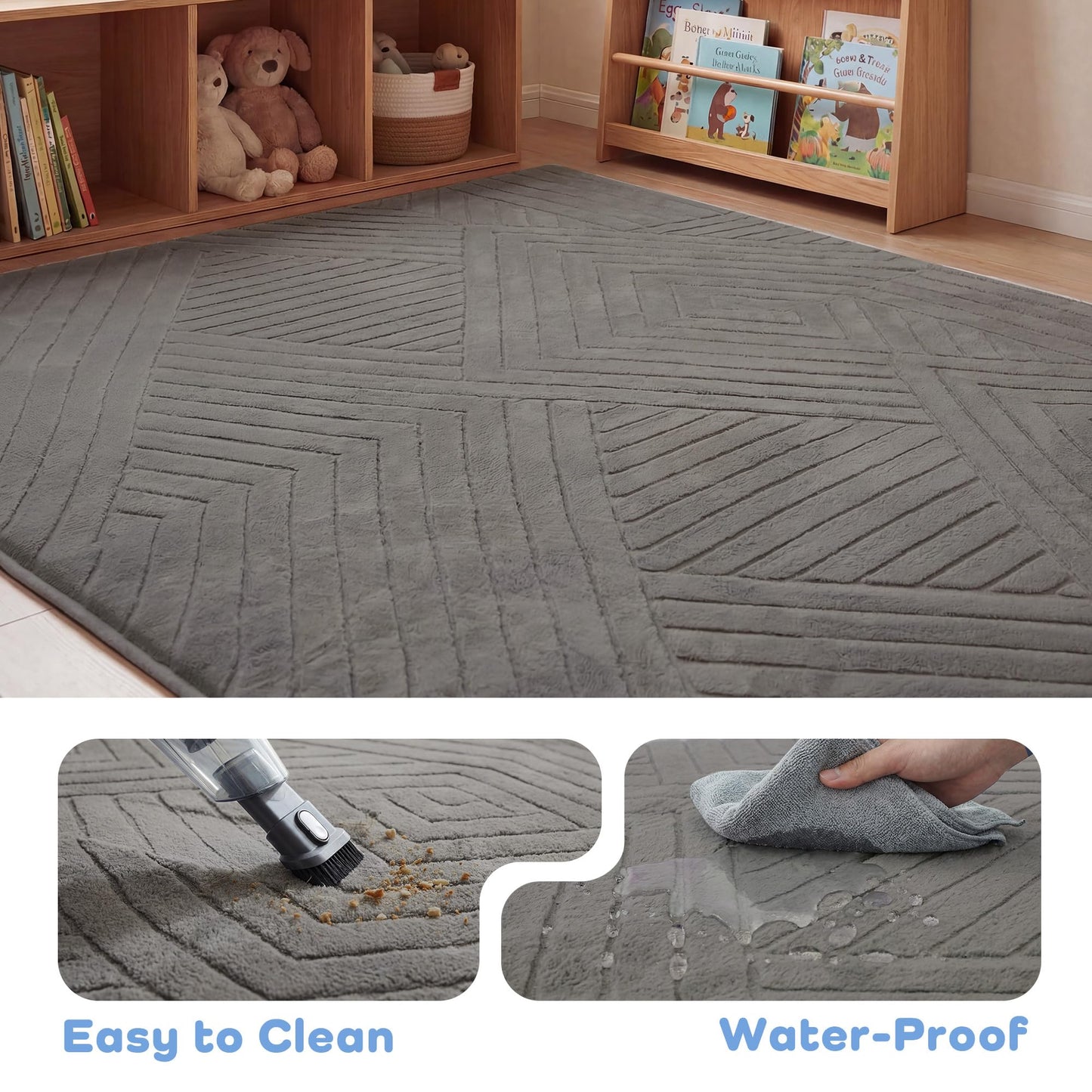 Baby Play Mat for Floor 1.3" Thick Soft Floor Play Mats for Toddler Infant Kids Crawling, 59"x 79" Nursery Mat Bedroom Living Room Waterproof Easy Care Non-Slip (Light Grey)