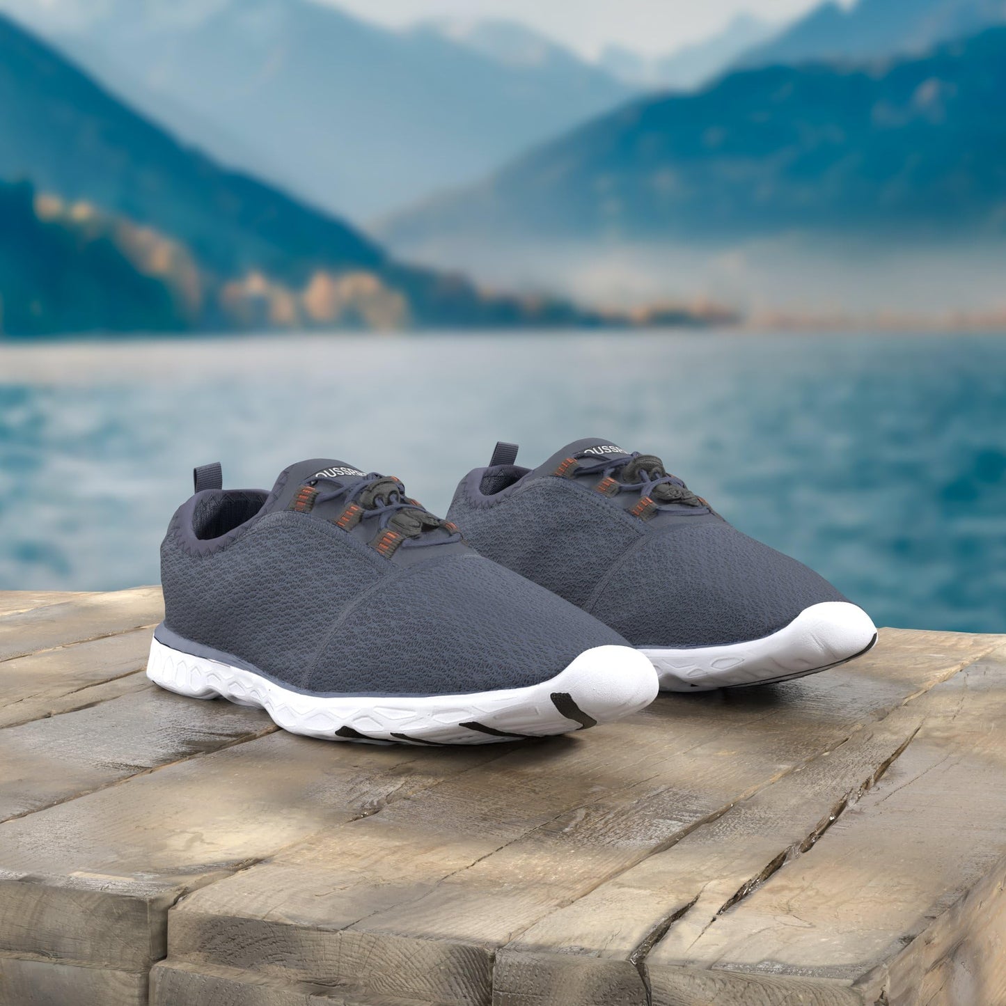 DOUSSPRT Men's Water Shoes Quick Drying Sports Aqua Shoes BlueWhite Size 12.5