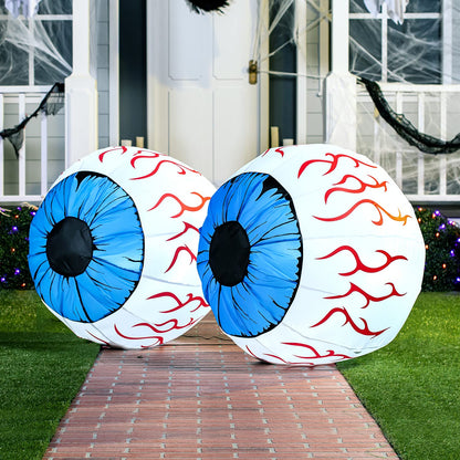 Joiedomi 3Ft Halloween Inflatable Large Set of Eyes, Light Up Eyeball with Build-in LEDs, Blow Up Inflatable for Halloween Party Indoor, Outdoor, Yard, Garden, Lawn Decorations for Yard (Blue)