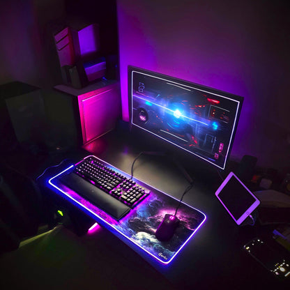 Gerlos RGB Large Gaming Mouse Pad, Extended Soft LED Mouse Pad, Non-Slip Rubber Base, Water Resist Keyboard Pad, Computer Mousepad 31.5×11.8 inches