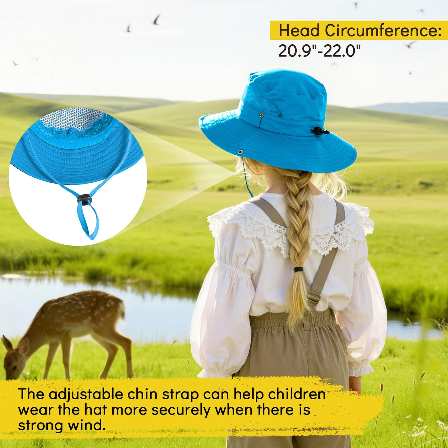 Zando 2 Pack Outdoor Kids Sun Hat UPF 50+ Waterproof Breathable Wide Brim Bucket Hat for Boys Girls Quick Dry Windproof Adjustable Chin Strap Summer Beach Fishing Travel Khaki Beige 5-13 Years