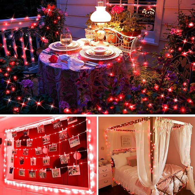 KNONEW 400FT Outdoor Christmas Fairy Lights Plug in,1200 LED String Lights Outdoor Waterproof 8 Modes Memory Times for Wedding Bedroom Walls Garden Trees Decoration(Red)