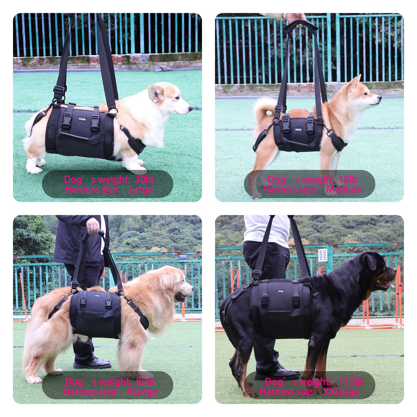 Dog Carry Sling, Emergency Backpack Pet Legs Support & Rehabilitation Dog Lift Harness for Large Dogs, Dog Carrier for Senior Dogs Joint Injuries, Arthritis, Up and Down Stairs (Black, XXL)