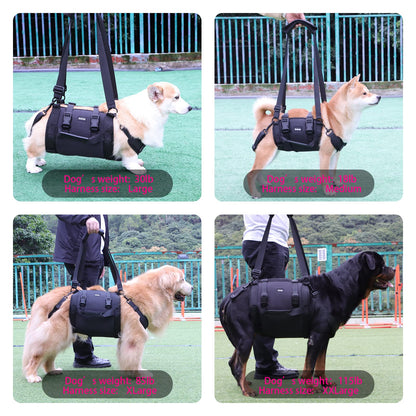 Dog Carry Sling, Emergency Backpack Pet Legs Support & Rehabilitation Dog Lift Harness for Large Dogs, Dog Carrier for Senior Dogs Joint Injuries, Arthritis, Up and Down Stairs (Black, XXL)