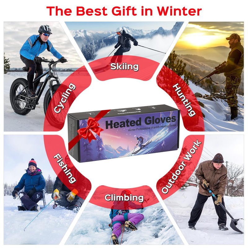Acroutro Heated Gloves for Men&Women, 5-Temp Settings Camouflage Rechargeable with 7.4V 6400mAh Rechargeable Battery, Waterproof Touchscreen Winter Gloves for Skiing,Motorcycle, Work, Hunting（L）