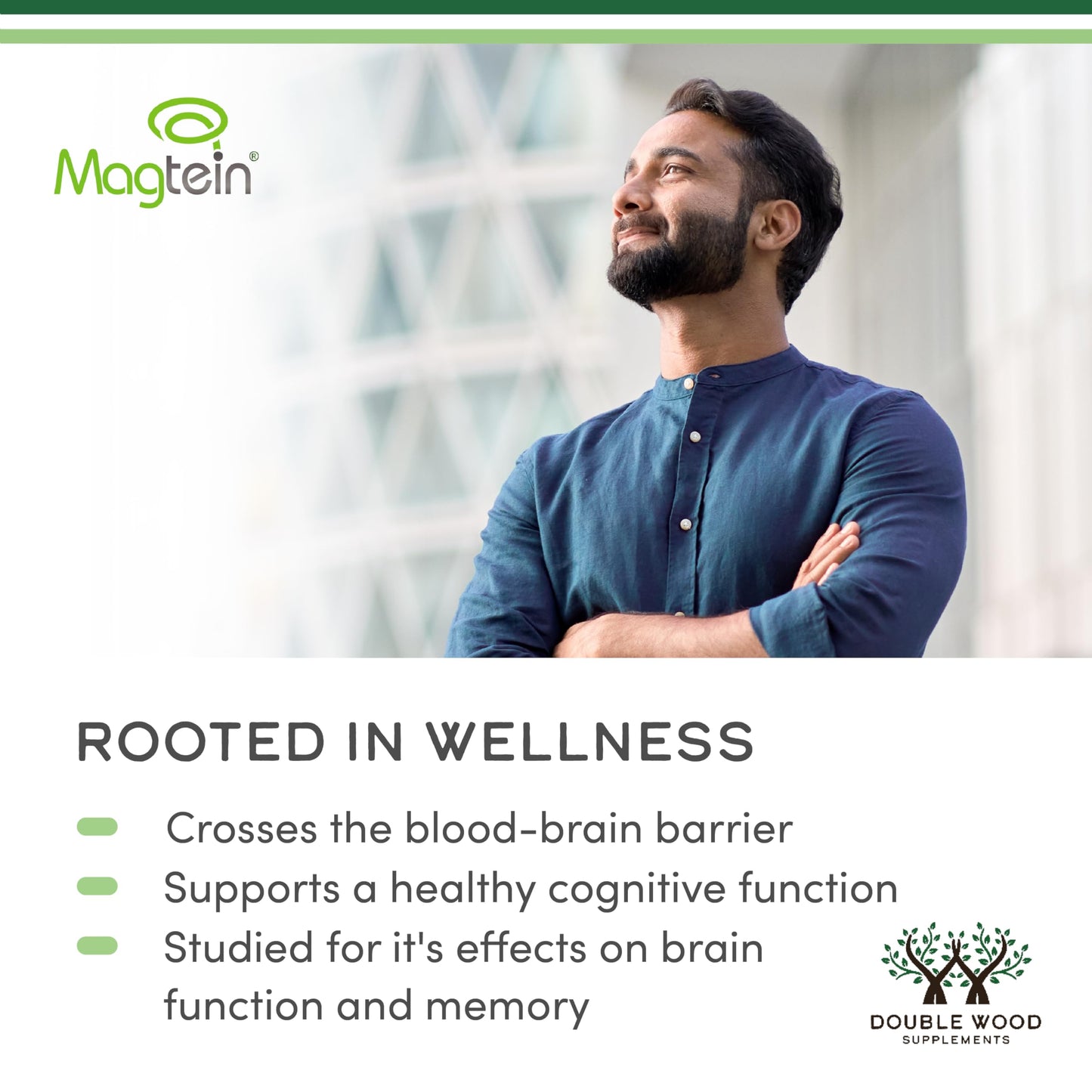 Double Wood Magnesium L Threonate Supplement | 120 Capsules (30 Servings) High Strength Magnesium L Threonate (4 per Serving) 2000mg