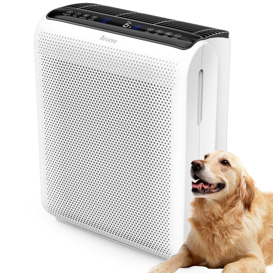 AROEVE Air Purifiers For Home Large Room Up to 1504 Sq Ft with Air Quality Sensors, Washable Filters, Filters Pet Dander, Pollen, Smoke, Dust for Bedroom Office, MK07 White