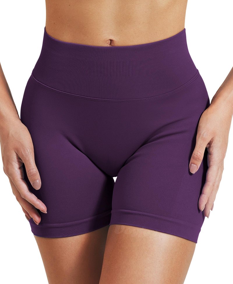 VOYJOY Women Workout Impact Shorts 2.5"/ 3.6"/ 4.5"/ 6" Scrunch Butt Lifting Gym Seamless Booty Biker Shorts Purple