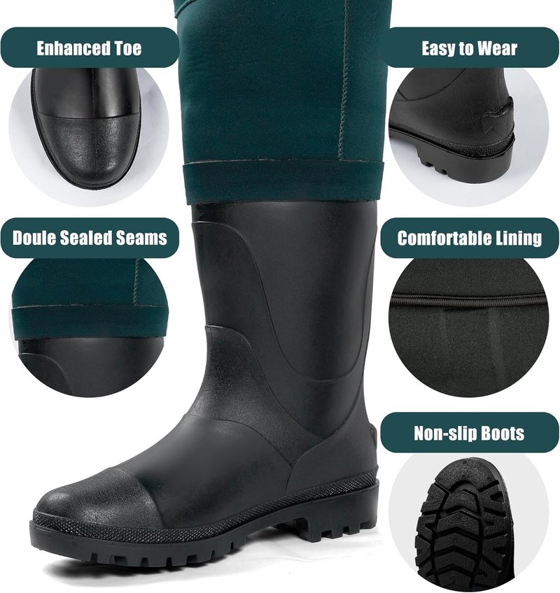 Chest Waders for Men & Women - Waterproof Neoprene Fishing & Hunting Waders with Boots