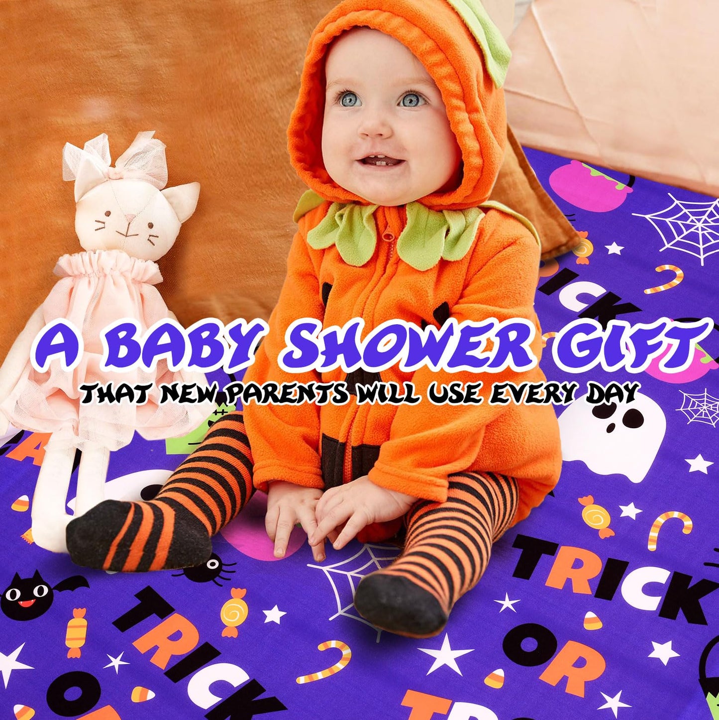 Cloele Halloween Pumpkin Crib Sheet Ghost Fitted Sheet for Boys Girls - Spider Baby Nursery Sheet Cozy Bed Sheet for Standard Crib and Toddler Mattresses - Purple Crib Mattress Infant Toddler Sheet