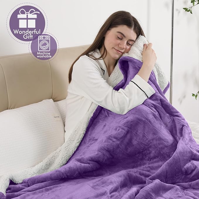 Electric Blanket Twin Size，62"x84" Heated Blanket with Overheating Protection, Extremely Cozy Soft Fast Heating with 5 Levels & 10 Hours Auto Off, Lavender Violet