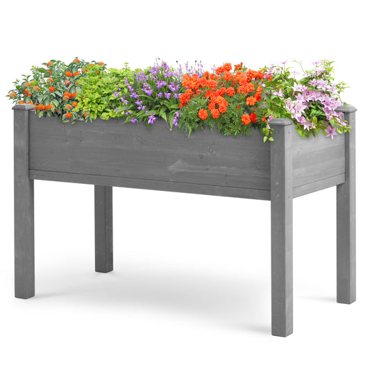 48×24×30 Inch Raised Garden Bed with Legs, Solid Wood Elevated Planter Box Stand with Liner for Outdoor Patio, Backyard & Balcony