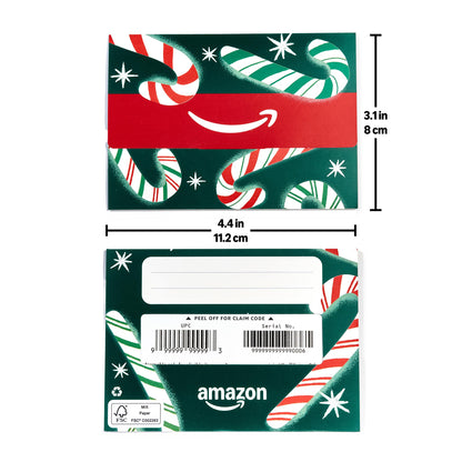 Amazon Physical Gift Card in Mini Envelope - Candy Canes | Christmas