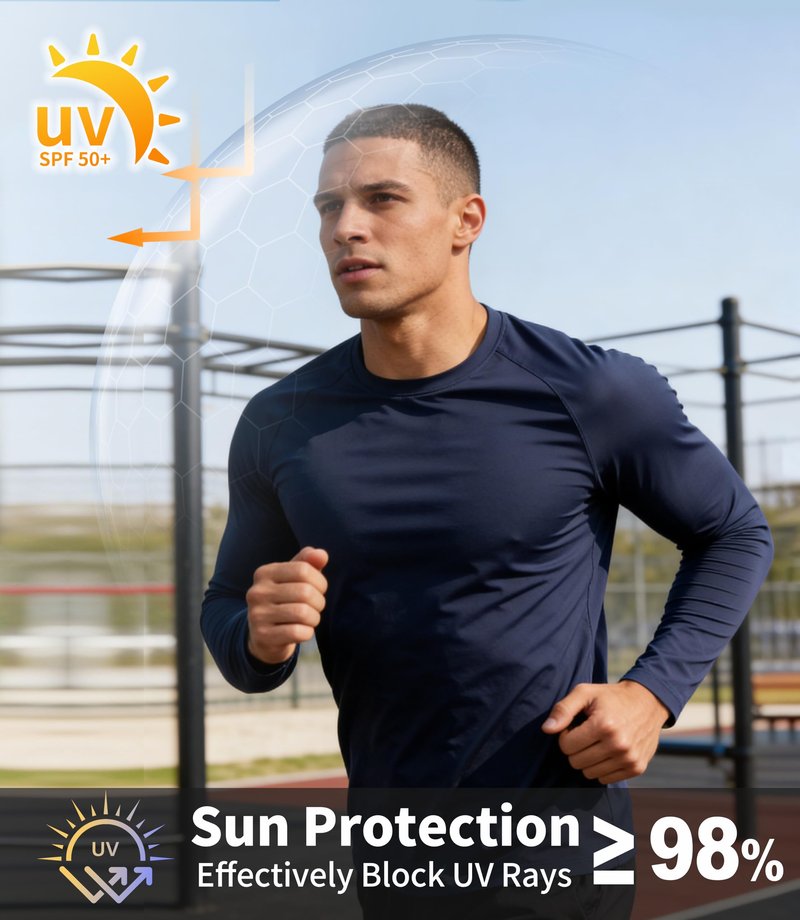 Long Sleeve Fishing Shirts for Men Sun Protection Rash Guard Shirts SPF UV Rashguard UPF 50+ Swim Shirt Running Workout Sunshirt 5 Pack