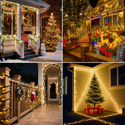 Green Convenience Christmas Lights 33ft 100LED Battery Operated String Lights with USB or Battery Powered Waterproof for Indoor Outdoor Holiday Party Wedding Christmas Decoration