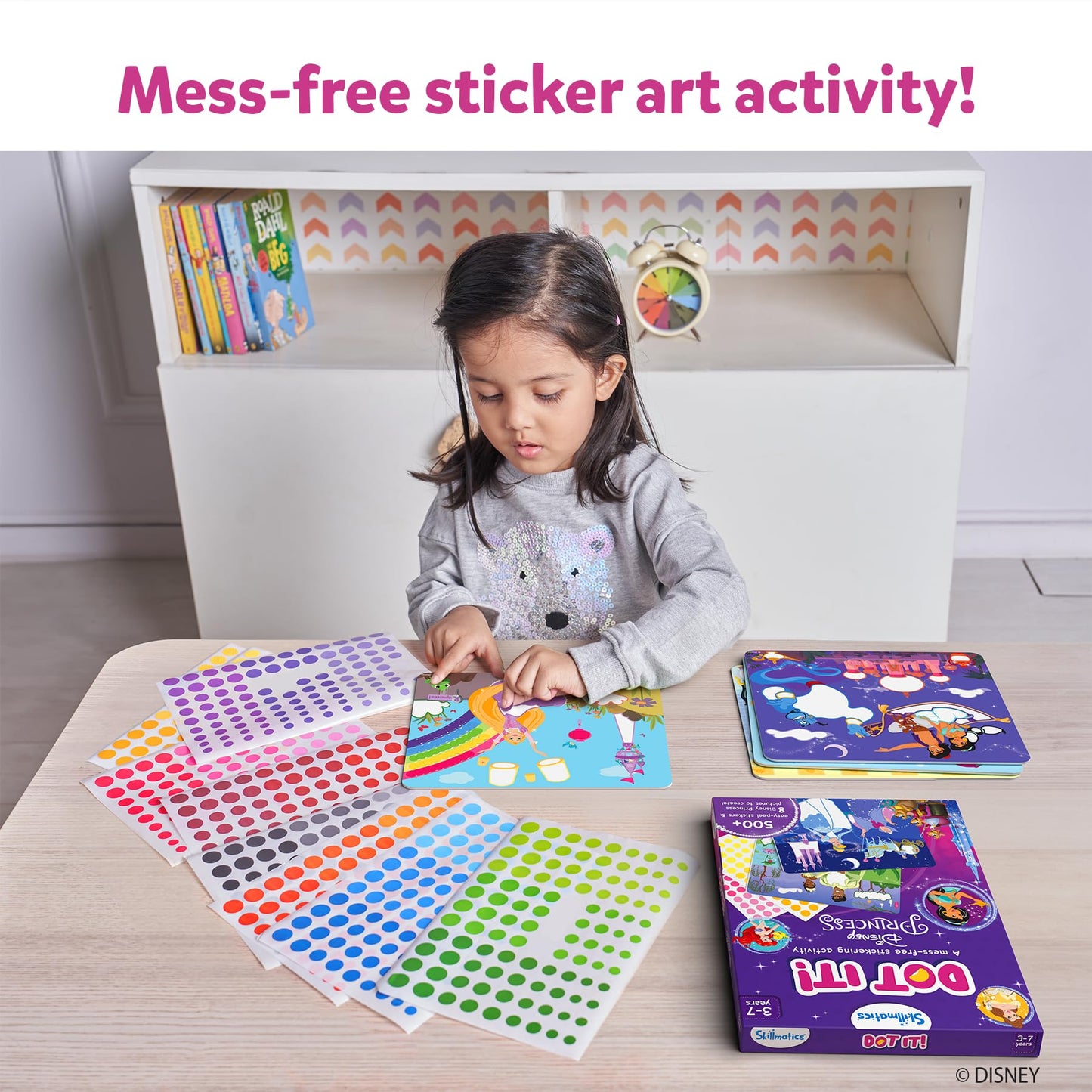 Skillmatics Dot It Sticker Art - Disney Princess, Mess-Free Fun for Kids, 500+ Stickers, Craft Kits, DIY Activity, Travel Toys, Gifts for Girls & Boys Ages 3, 4, 5, 6, 7