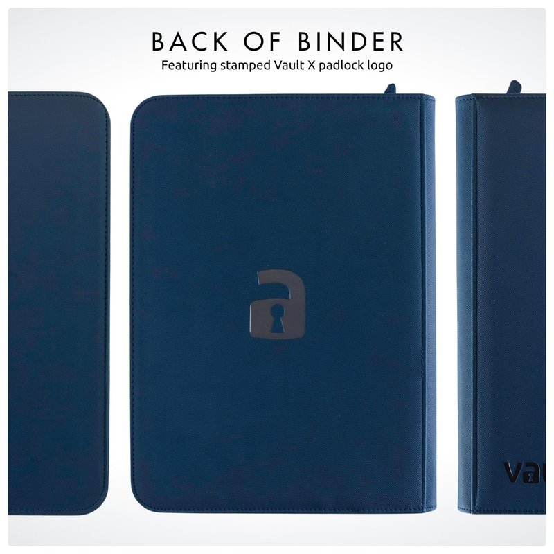 Vault X 4 Pocket Zip Binder, 160 Cards, Exo-Tec Material, 20 Side-Loading Pages (Blue)