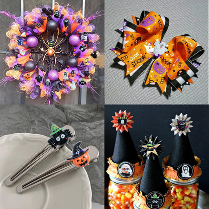 HADDIY Halloween Resin Charms for Crafts,100 Pcs Flatback Slime Charm Beads Miniature Ornaments for Halloween Embellishments Scrapbook and Mini Decorations