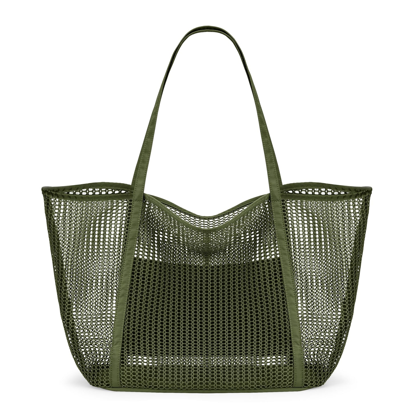 KALIDI FANCY FOREST Beach Mesh Tote Bag, Womens Shoulder handbag MAX 27L Grocery Bag Army Green