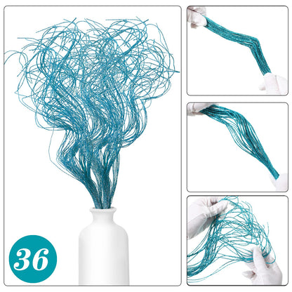Glitter Curly Ting Ting Branches Christmas Branches Vase Filler Artificial Curly Twigs for Christmas Tree Garland Wreath Decoration, Craft Vases Home Garden Decoration (Blue, 36 Pieces)