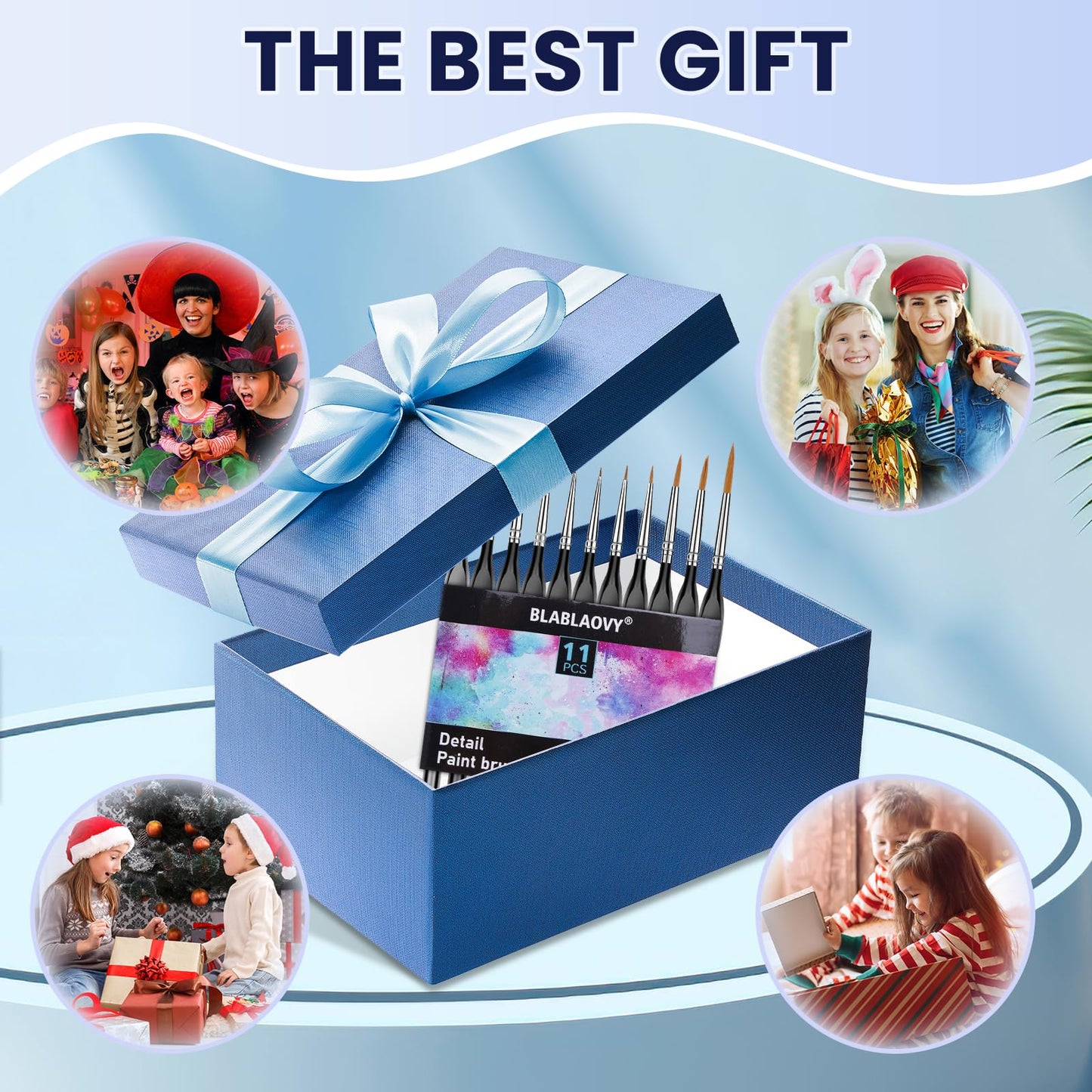 Detailing Paint Brush, 11 Pcs Miniature Paint Brushes with Triangular Handles, Art Paint Brushes for Acrylic Painting, Model, Face, Figurine, Watercolor, Oil, Paint by Numbers Kit for Adults