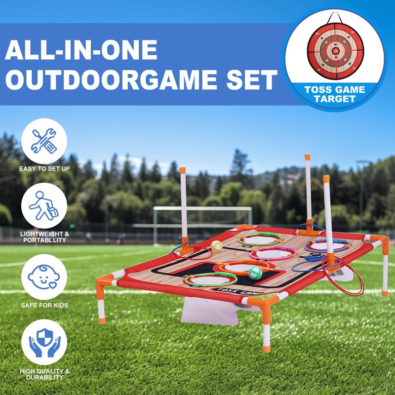 Bean Bag Toss & Ball Toss & Ring Toss,5-in-1 Outdoor Toys for Kids,Family Games for Kids and Adults,Gift for Christmas and Birthday