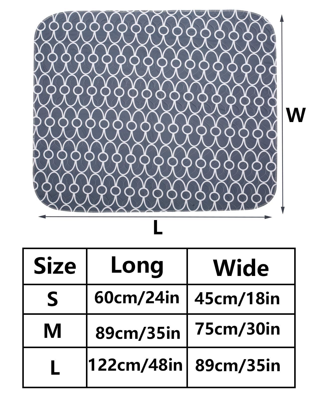 Geyecete Washable Dog Pee Pads (2pack), few Layers Design Waterproof/Soft/Super Absorbing/Anti-Slip Machine Washable, Reusable, Travel Pet Pee Pads! Puppy Training pads-Gray-M