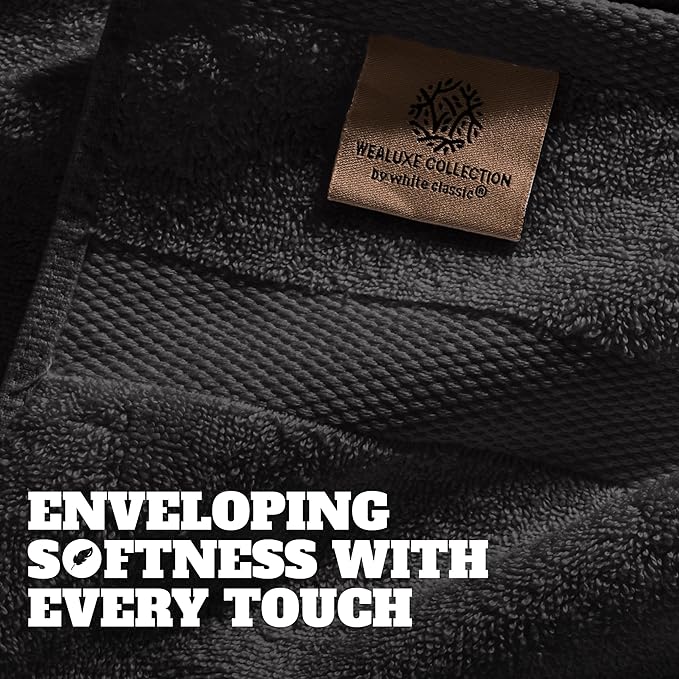White Classic Wealuxe Black Washcloths 24 Pack