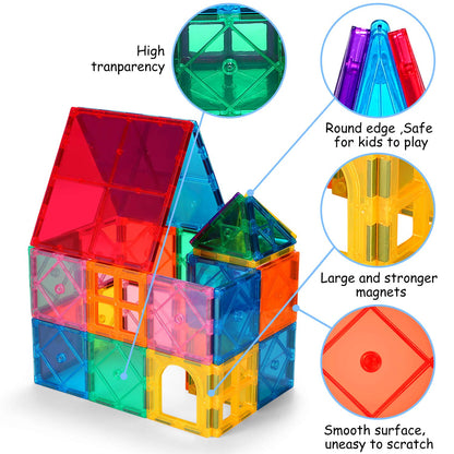 vatenick Magnetic Building Blocks Tiles Toy 64PCS Kids Learning Educational Construction Toys Gift for Boys Girls Stronger Magnetic Toys Building & Construction Toys for 3+ Year Old