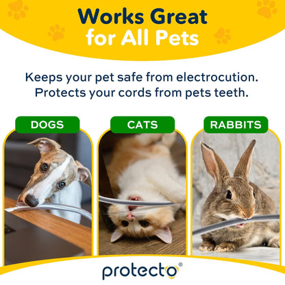 PROTECTO 2-Pack Wire Protector from Pets | Clear Cable Tube Animal Proof - 2.15m Odor-Free Cat & Dog Chew Resistant Floor Cable Cover | Plastic Cord Organiser for Power, Lightning, RCA & HDMI Cables
