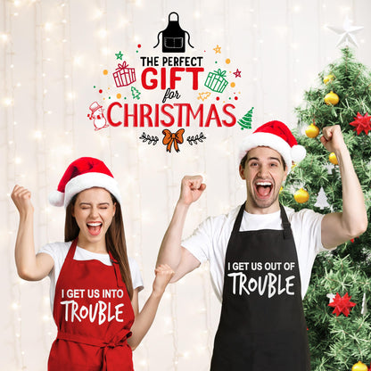 Witty Enterprise Funny Couple Aprons - Gift Ideas For Her Him - His and Her Aprons - Matching Kitchen Aprons - Couples Gifts - Birthday, Wedding, Engagement & Bridal Shower for Women and Men