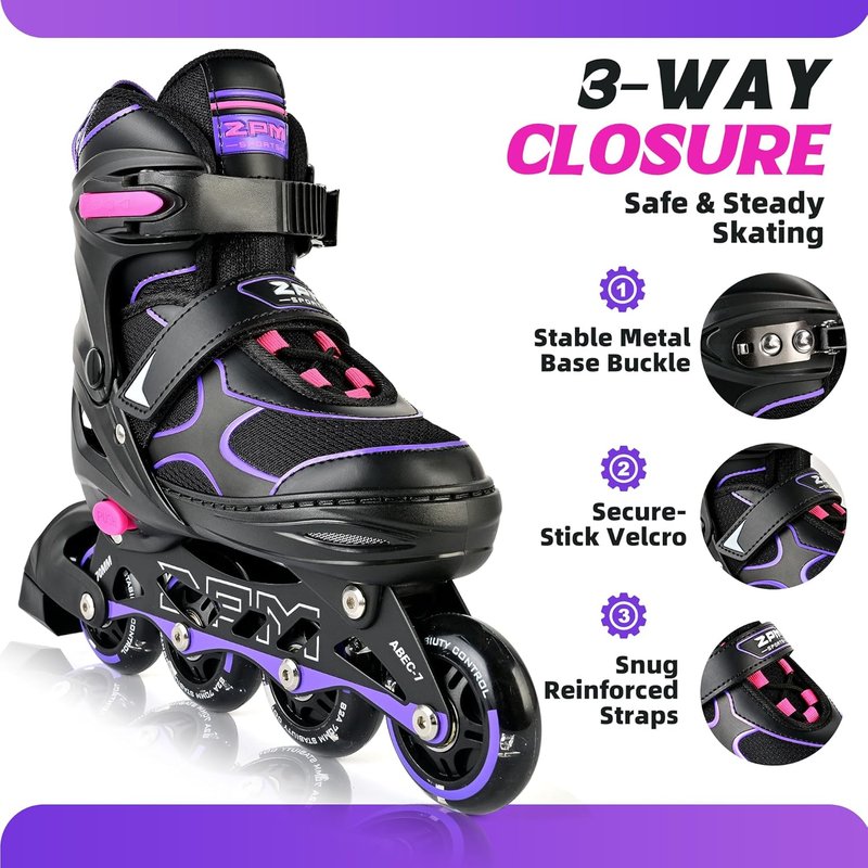 Inline Skates for Kids | Adjustable Light Up Roller Skates for Ages 5-12 - Perfect for Beginners