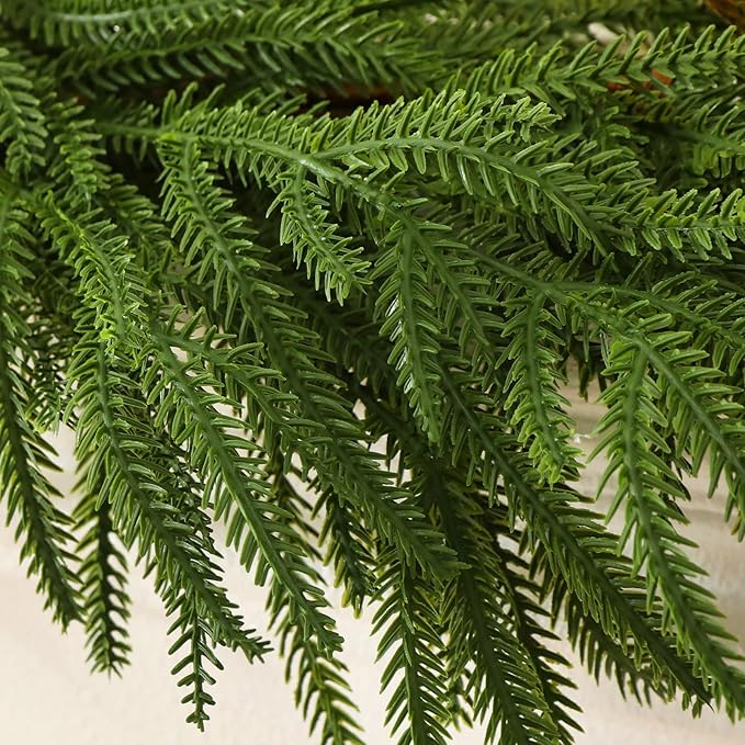 6FT Christmas Norfolk Pine Garland, Realistic Greenery Artificial Garland for Indoor Outdoor Door Porch Fireplace Wall Staircase Holiday Christmas Decor