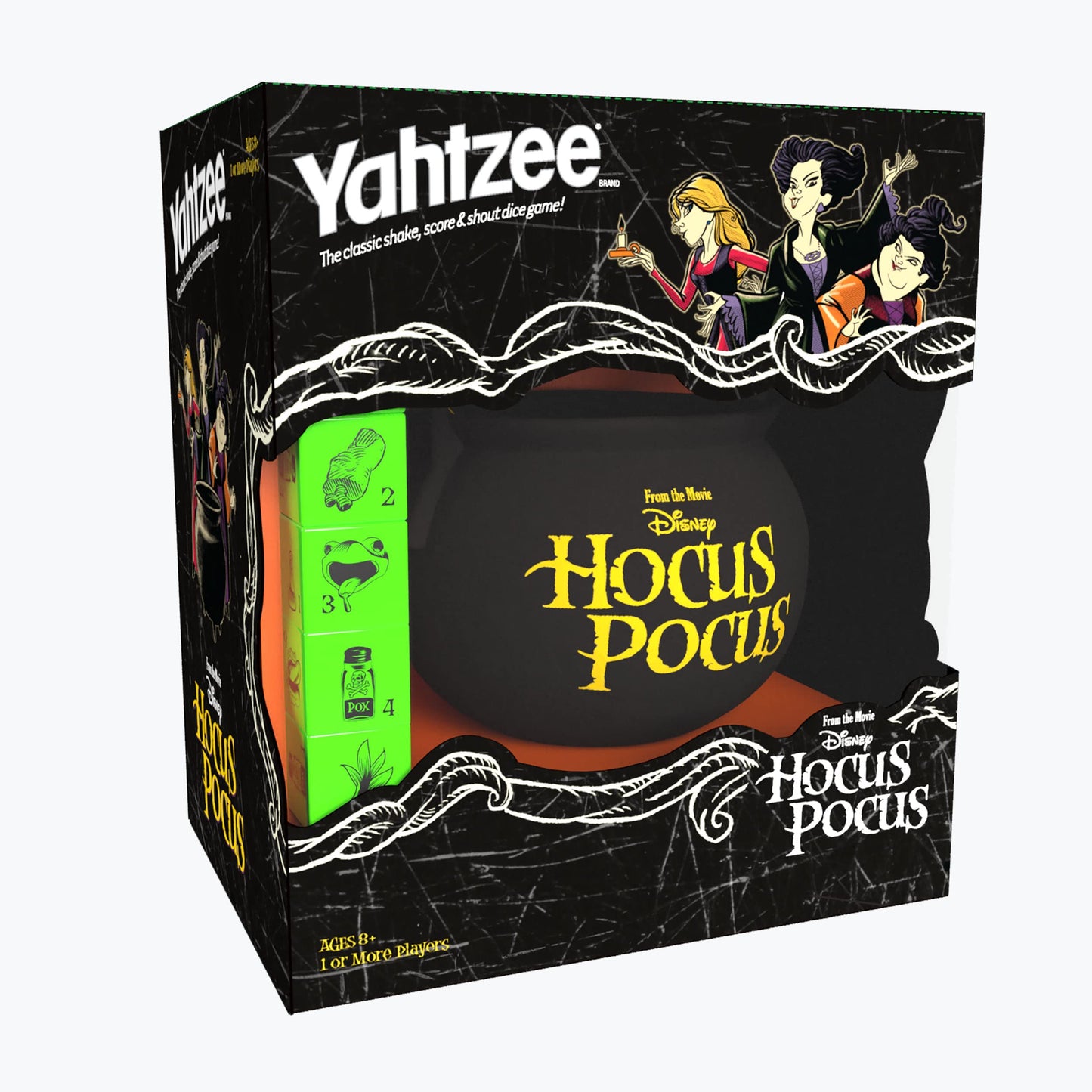 USAOPOLY YAHTZEE: Disney Hocus Pocus | Collectible Witch~'s Caldron Dice Cup Classic Family Game Based on Film Great for Night Officially-Licensed & Merchandise, Black