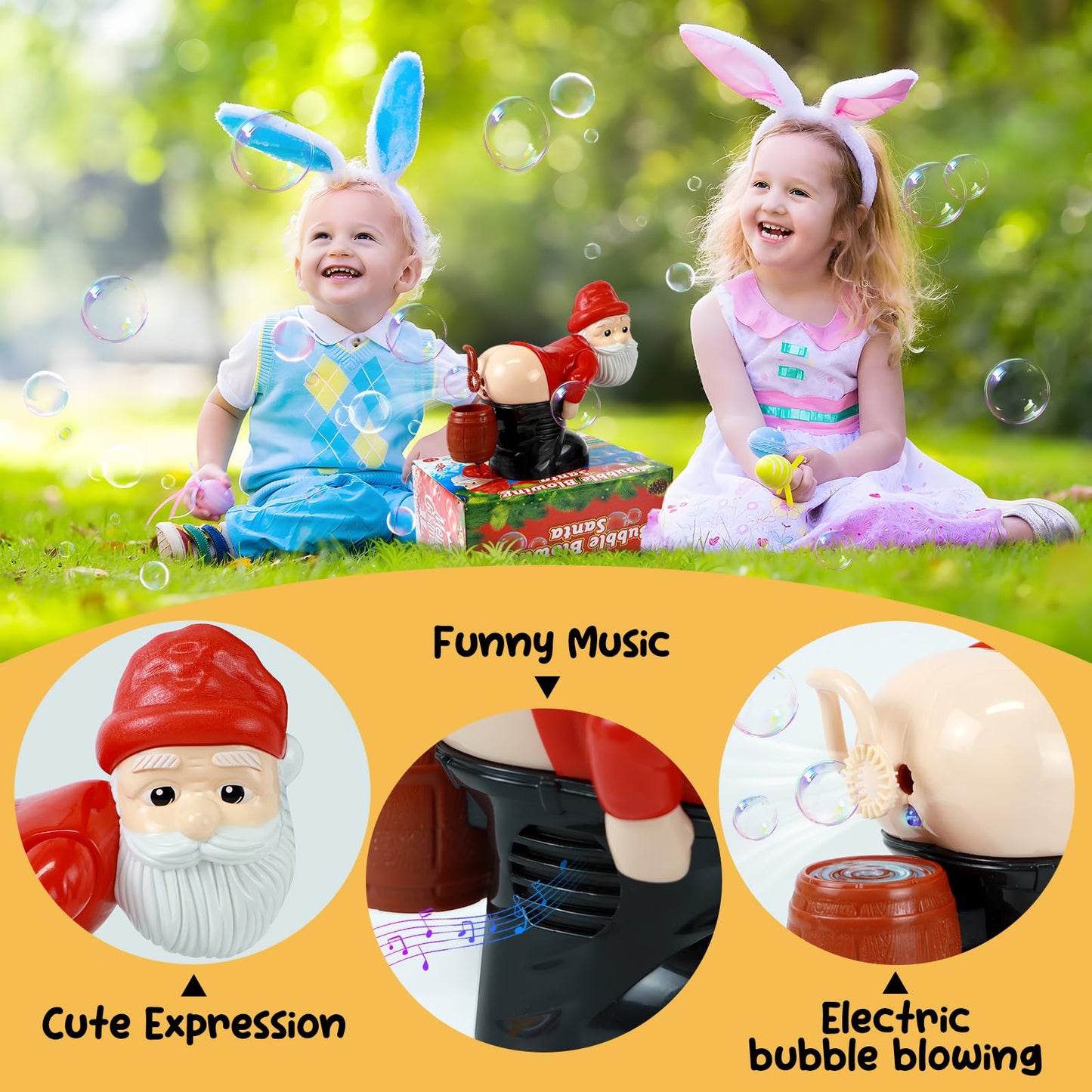 Santa Claus Bubble Butt Machine, Automatic Bubble Blower Machine Santa Claus Toy, Funny Santa Automatic Fart Bubble Machine with Music & Flashing Lights, Bubble Blower for Outdoor & Indoor Activity