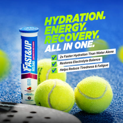 Fast&Up Reload Electrolyte Tablets, 80 Effervescent Tablets, Lemon & Lime Flavour, Rapid Hydration & Energy, with Vitamin C & B12, Vegan